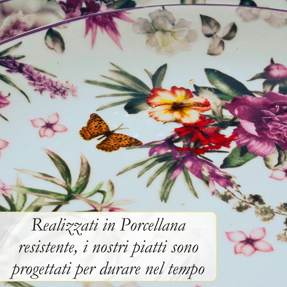 Servizio Piatti 18 Pezzi in Porcellana – Collezione Victoria | Raffinatezza e Armonia Floreale