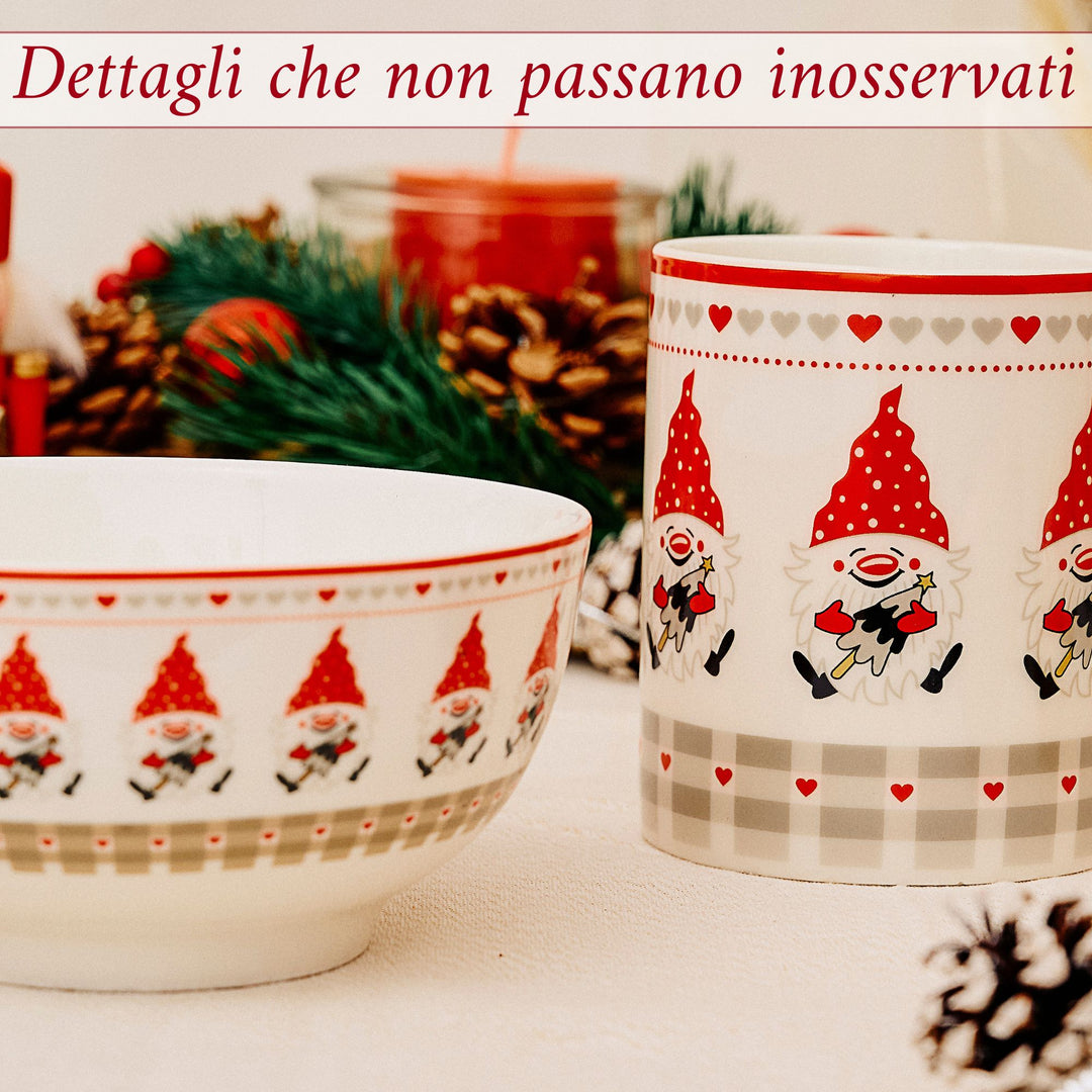 Set 2 Mug + 2 Ciotole 310 ml – Gnomi | Colazioni in Festa