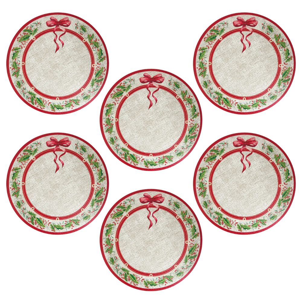 Set 6 Sottopiatti Natalizi – Fiocco Ø38 cm