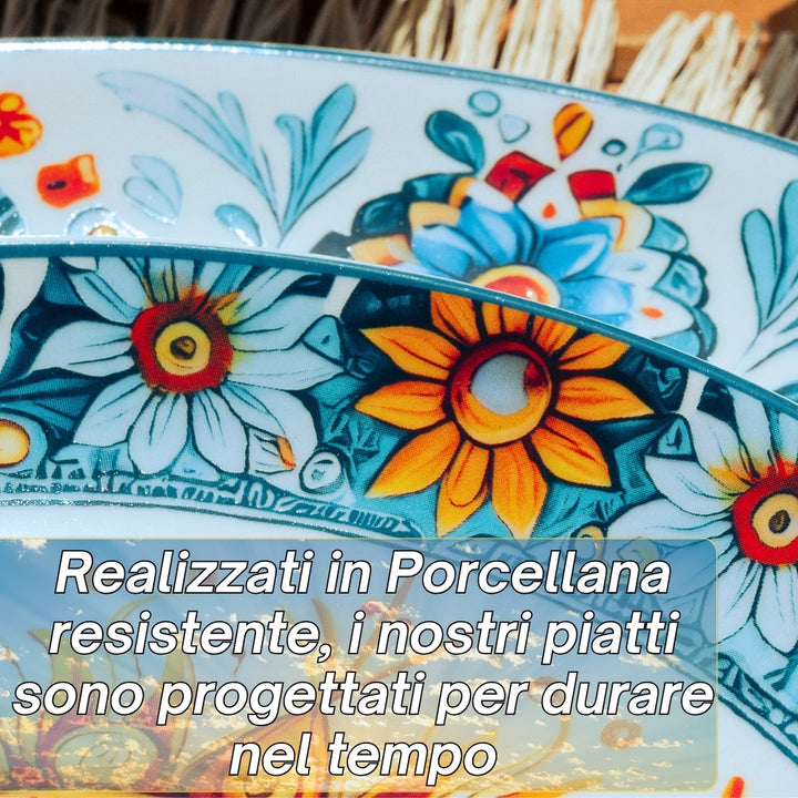 Servizio Piatti 18 Pezzi in Porcellana – Collezione Aurora | Sole e Colore in Tavola
