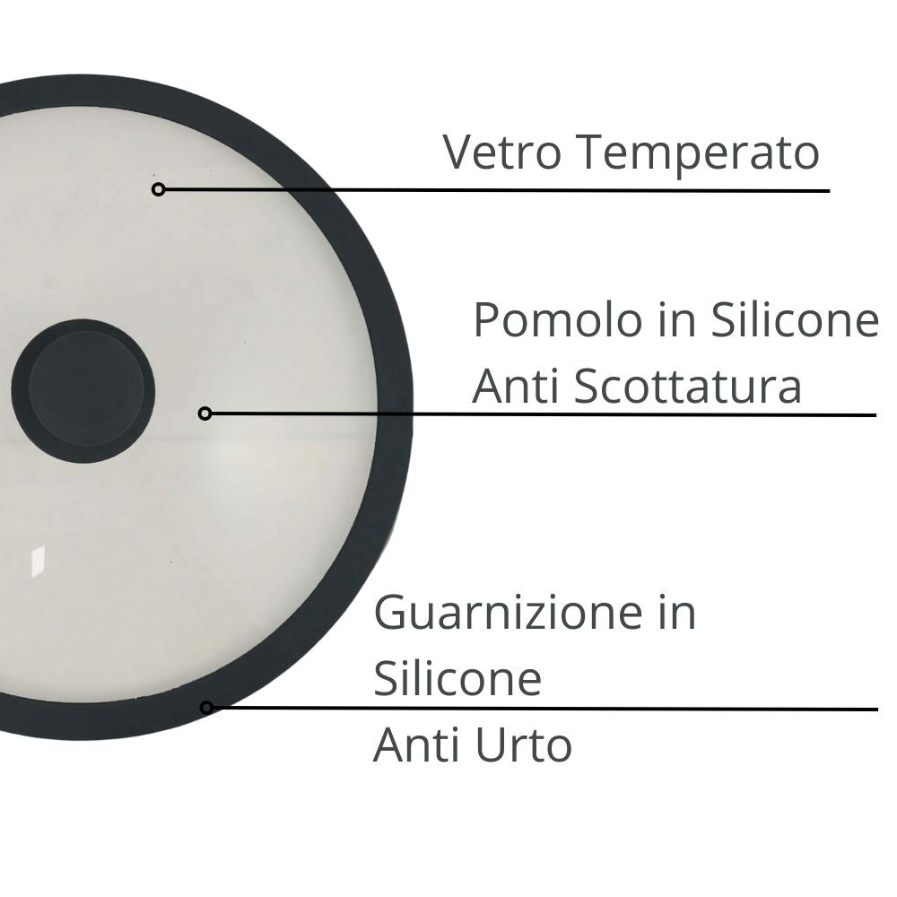 Coperchio In Vetro Con Bordo In Silicone Antiurto Grigio caratteristiche