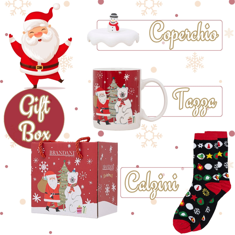 Set di Tazza Colazione Natale e Calze Natalizie | Regalo Natale