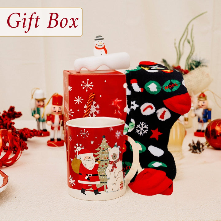 Set di Tazza Colazione Natale e Calze Natalizie | Regalo Natale