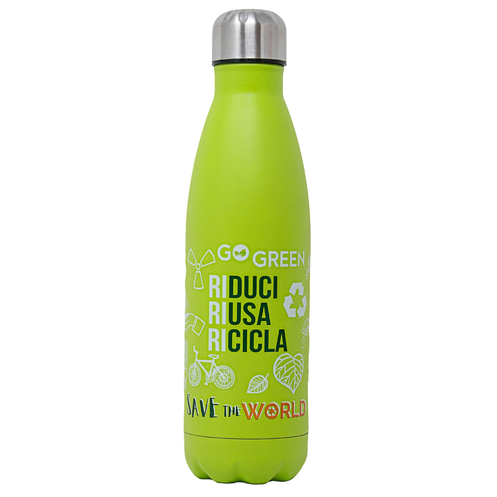 NAMAI - Borraccia Termica 500 ML, Acciaio Inox, Adatta In Lavastoviglie, Chiusura Ermetica Sicura, Stile e Benessere, Bottiglia Termica, Idea Regalo (Verde)