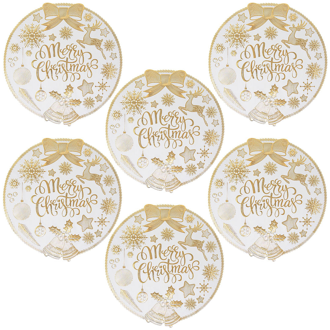 Set 6 Sottopiatti Natalizi – Merry Christmas Bianco & Oro | Luminosi ed Eleganti