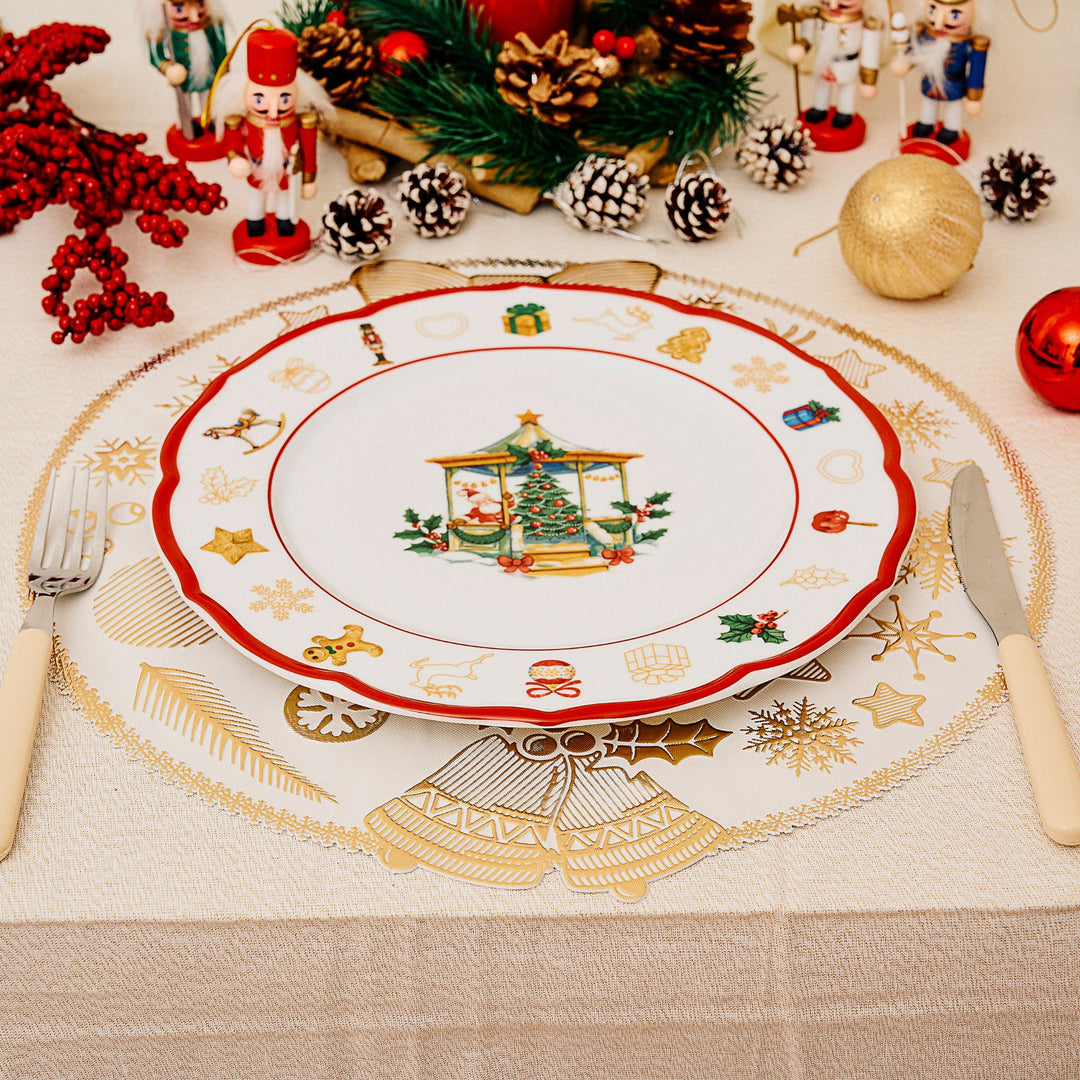 Set 6 Sottopiatti Natalizi – Merry Christmas Bianco & Oro | Luminosi ed Eleganti