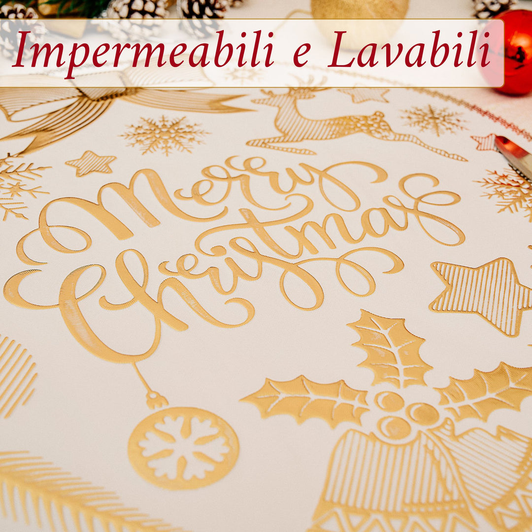 Set 6 Sottopiatti Natalizi – Merry Christmas Bianco & Oro | Luminosi ed Eleganti