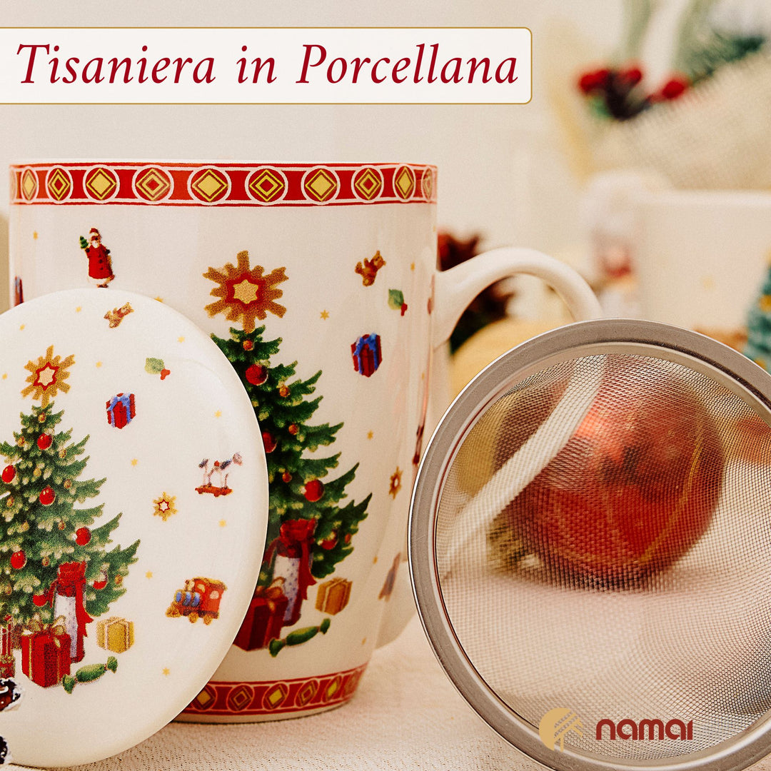 Tisaniera Natalizia 330 ml con Filtro e Coperchio – Christmas Tree | Coccole d’Inverno