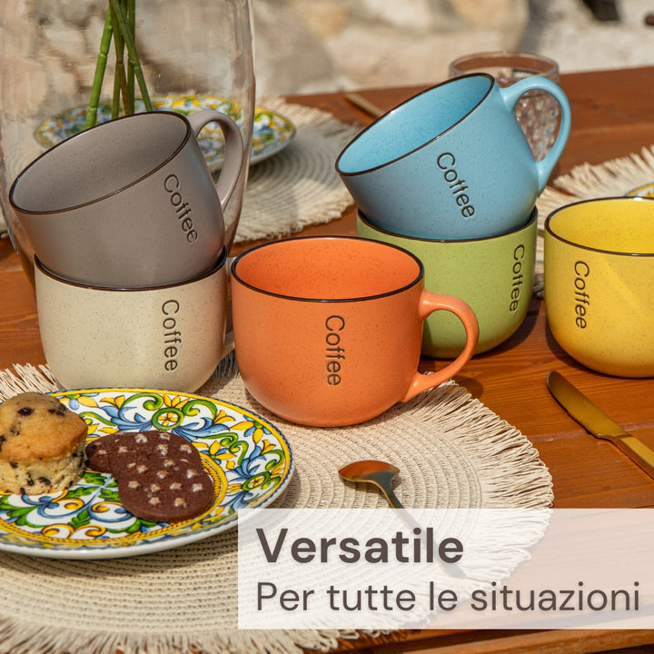 Set 6 Tazza Colazione Grande 6 colori misti