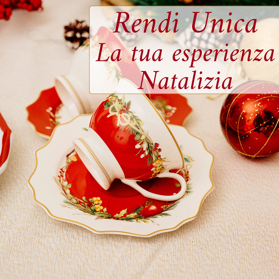 Set 2 Tazzine Caffè 50 ml con Piattino – Carol | Eleganza Natalizia