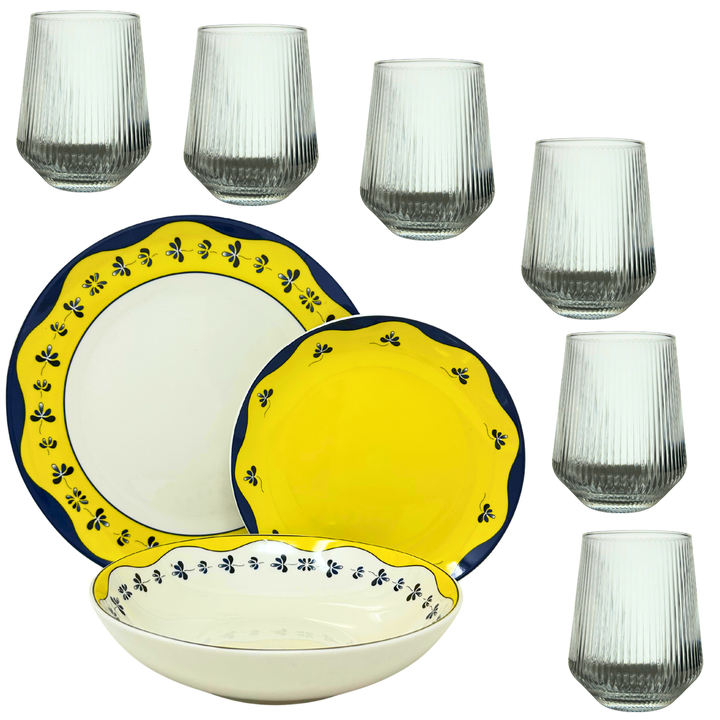 Servizio Piatti in Porcellana 6 Persone - Set Piatti 18 Pezzi - Mantovano