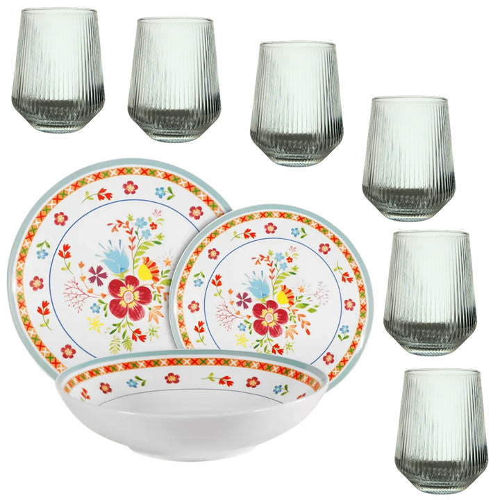 Servizio Piatti in Porcellana 6 Persone - Set Piatti 18 Pezzi - Edenia