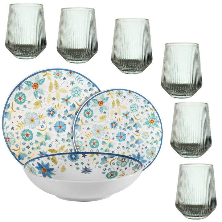 Servizio Piatti in Porcellana 6 Persone - Set Piatti 18 Pezzi - Blurate