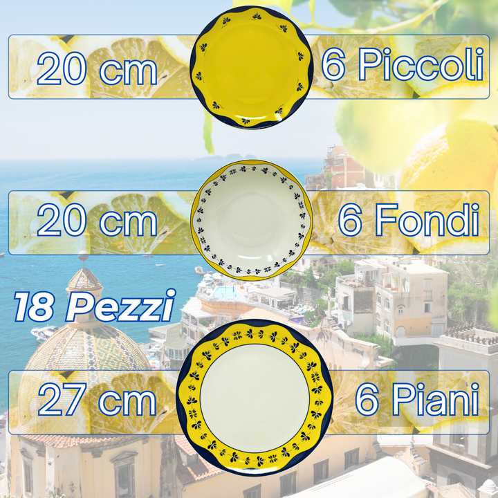 Servizio Piatti in Porcellana 6 Persone - Set Piatti 18 Pezzi - Mantovano