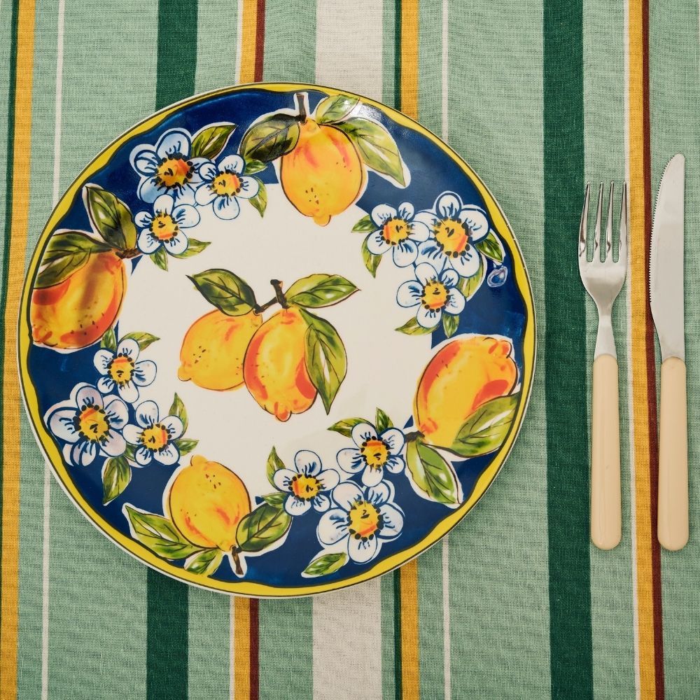 Servizio Piatti in Porcellana 6 Persone - Set Piatti 18 Pezzi - Lemon Blu