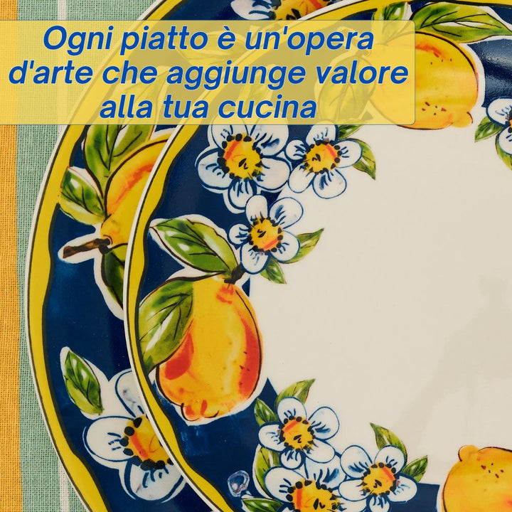 Servizio Piatti in Porcellana 6 Persone - Set Piatti 18 Pezzi - Lemon Blu
