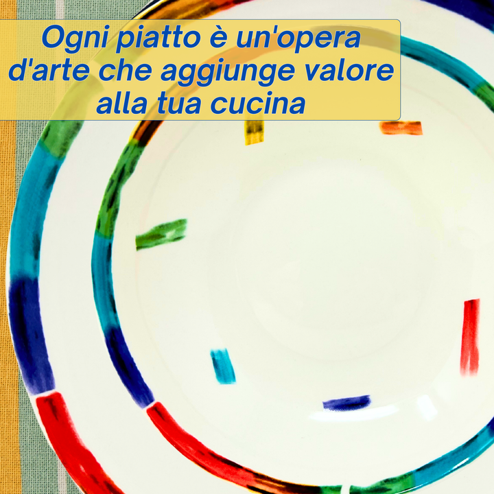 Servizio Piatti in Porcellana 6 Persone - Set Piatti 18 Pezzi - Arcobaleno