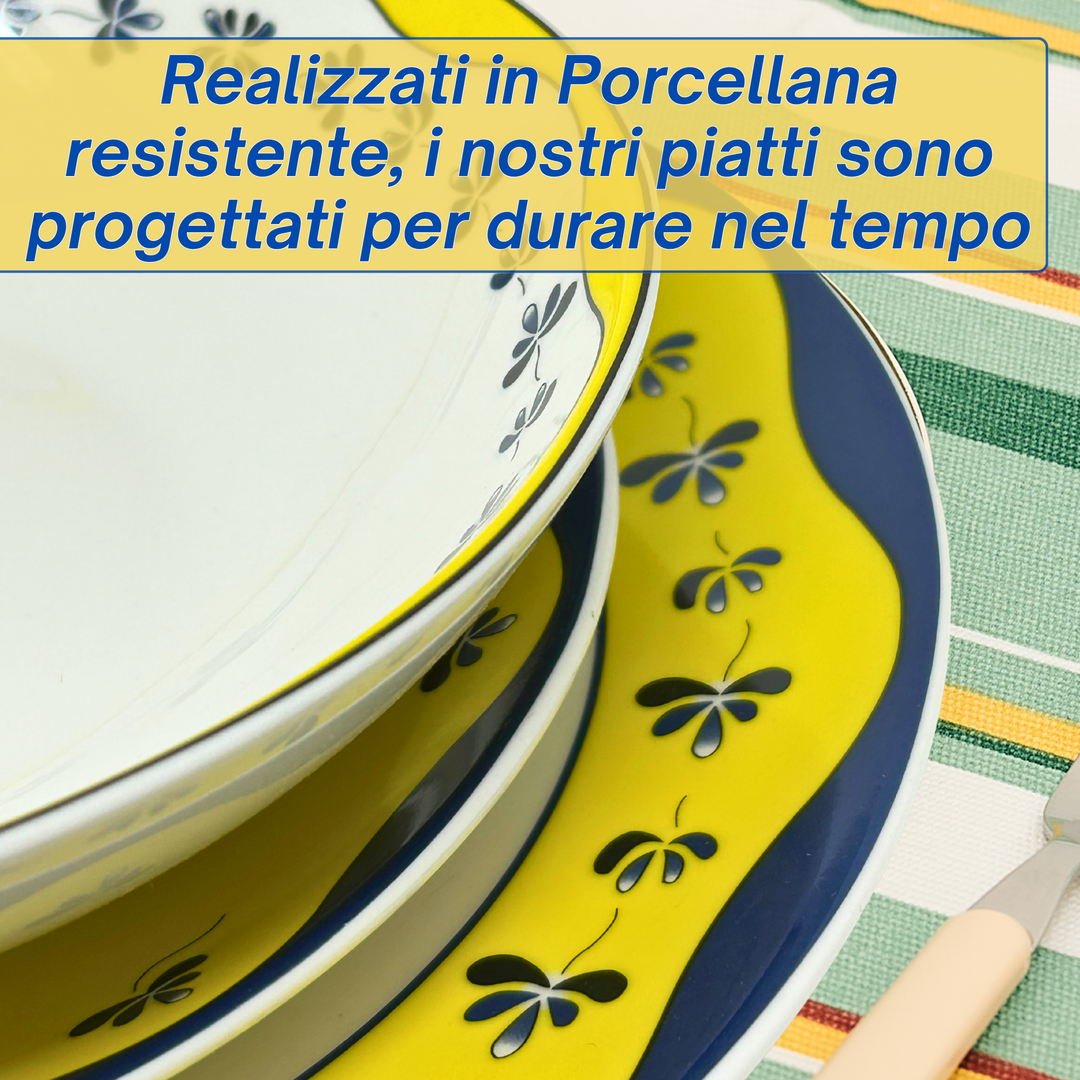 Servizio Piatti in Porcellana 6 Persone - Set Piatti 18 Pezzi - Mantovano