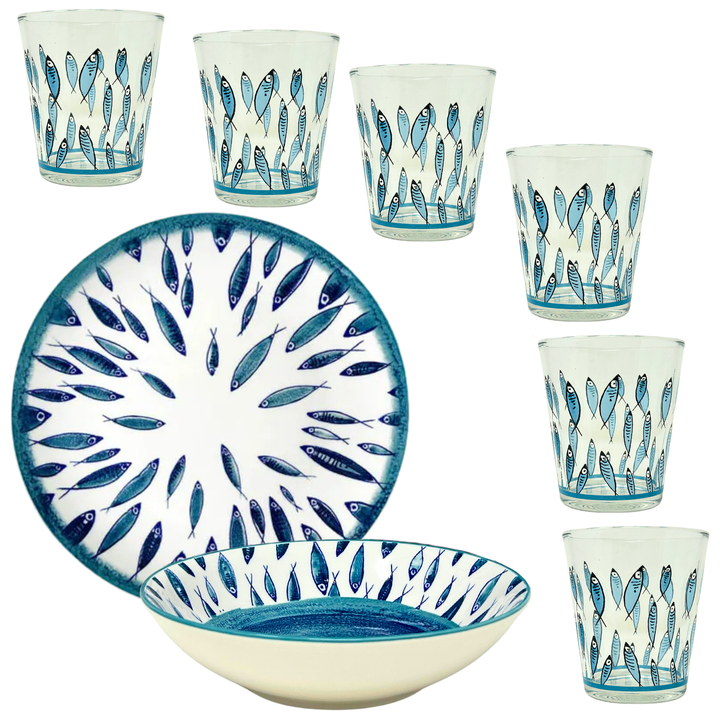 Servizio Piatti 6 Persone in Porcellana | 12 Pezzi | FISH | Allegria in Tavola