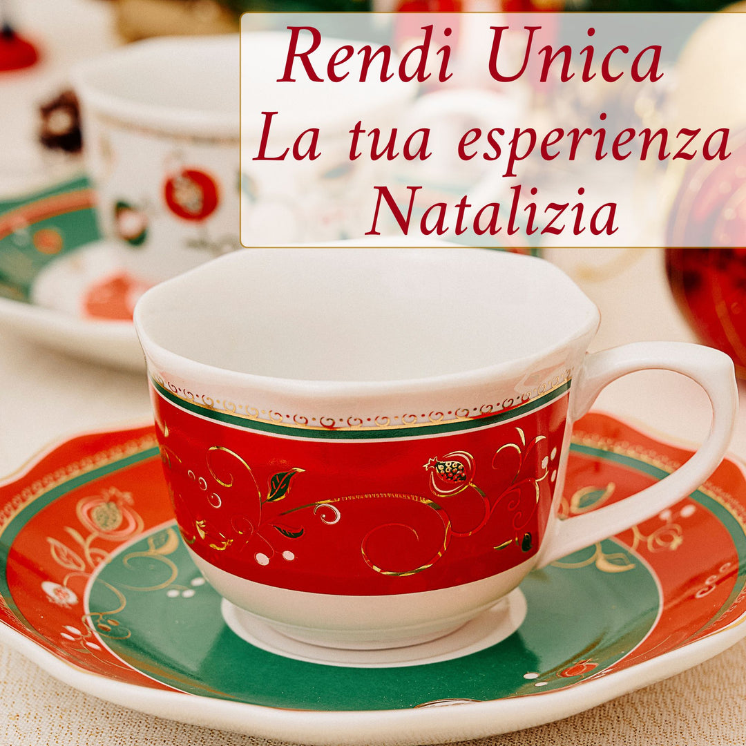Set 2 Tazzine Caffè 50 ml con Piattino – Tempo di Festa | Eleganza Natalizia