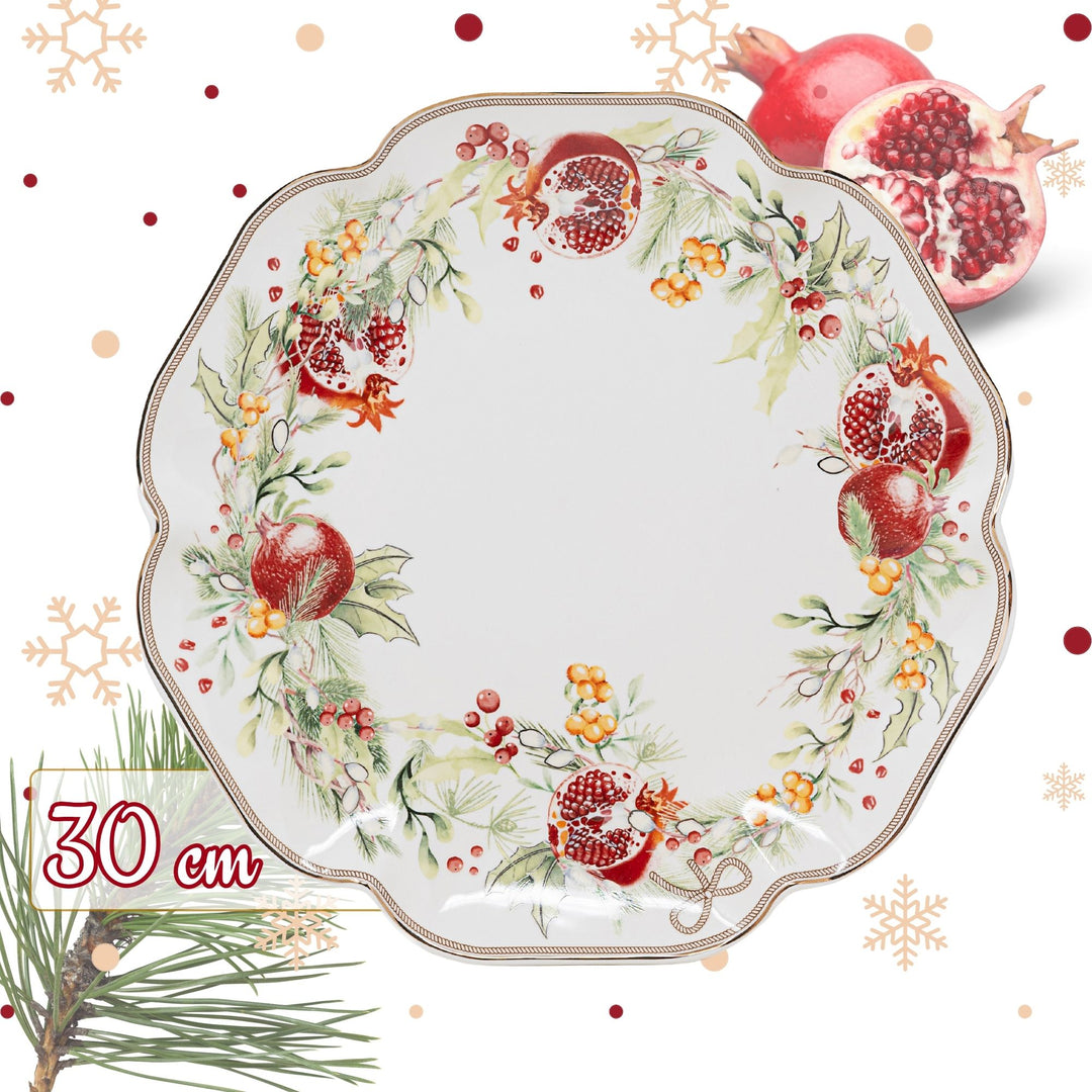 Piatto Panettone 30 cm – Carol | Eleganza Natalizia in Porcellana
