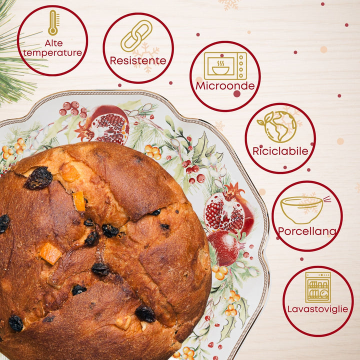 Piatto Panettone 30 cm – Carol | Eleganza Natalizia in Porcellana