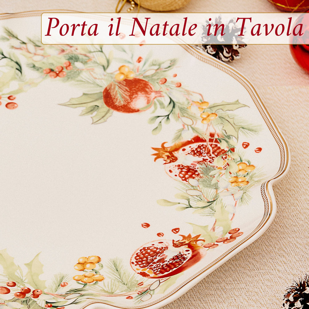 Piatto Panettone 30 cm – Carol | Eleganza Natalizia in Porcellana