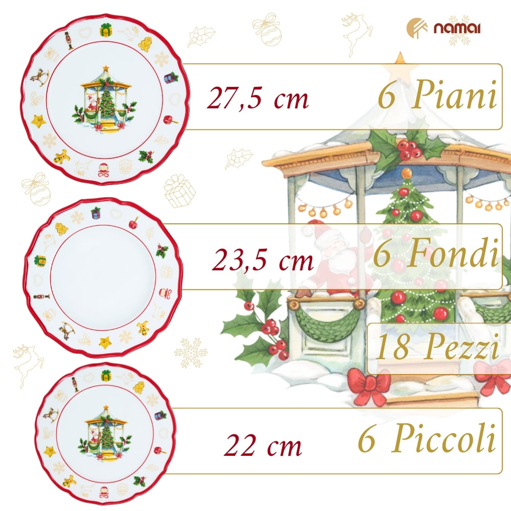 Servizio Piatti Natalizi 18 Pezzi – Christmas Gazebo | Stile e Tradizione