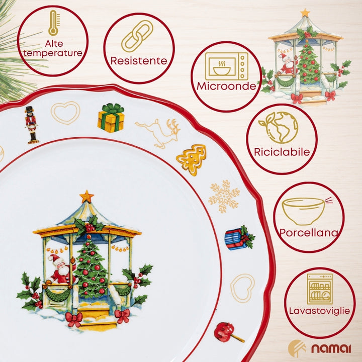 Servizio Piatti Natalizi 18 Pezzi – Christmas Gazebo | Stile e Tradizione