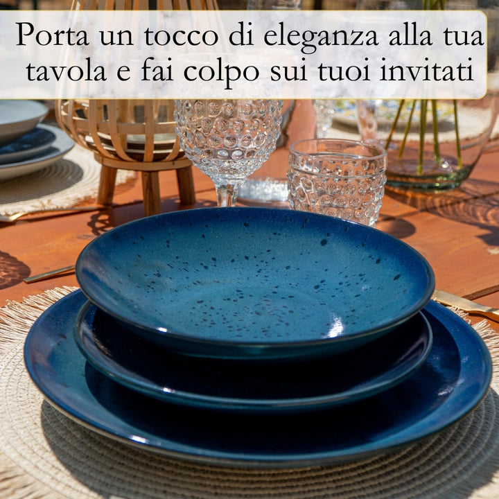 3 piatti in porcellana basic blu e descrizione