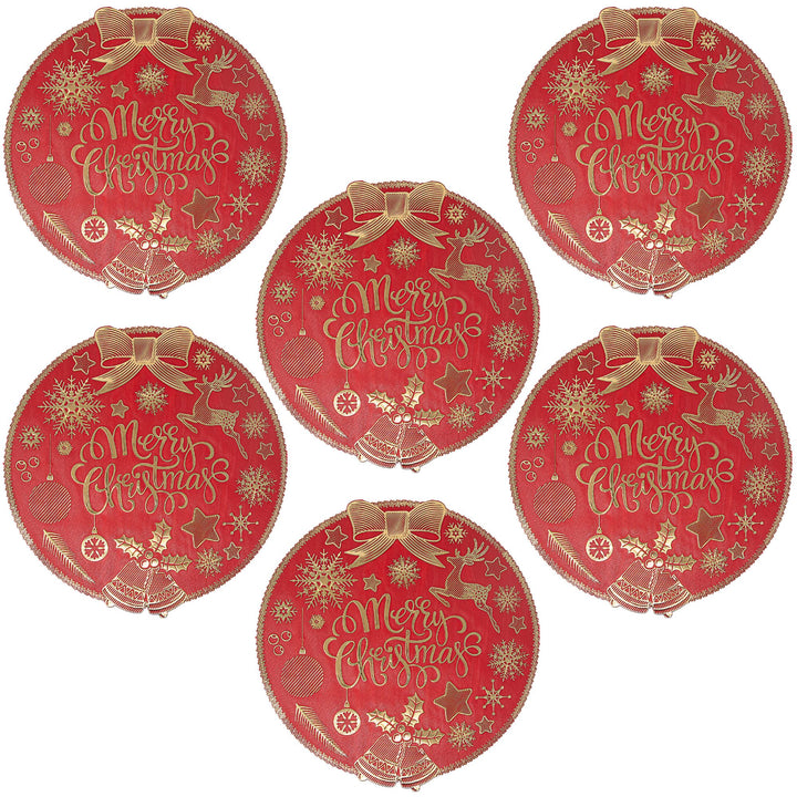 Set 6 Sottopiatti Natalizi – Merry Christmas | Eleganza Rosso & Oro