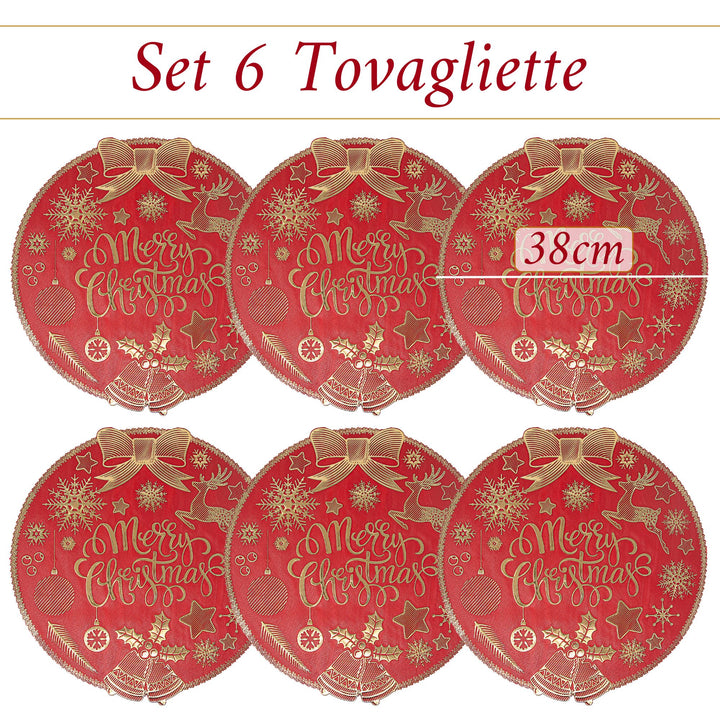 Set 6 Sottopiatti Natalizi – Merry Christmas | Eleganza Rosso & Oro