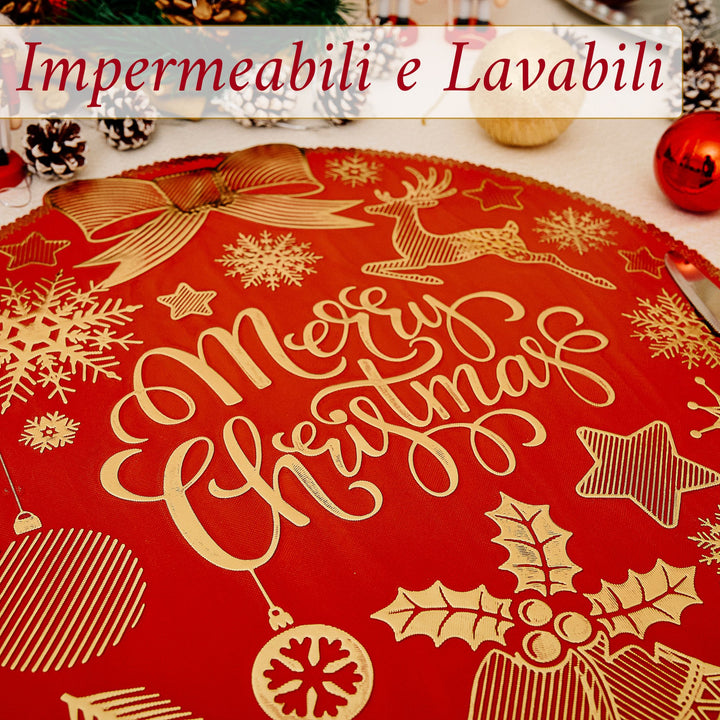 Set 6 Sottopiatti Natalizi – Merry Christmas | Eleganza Rosso & Oro