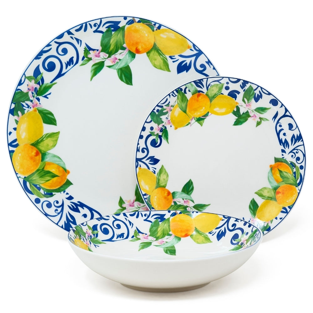 Servizio Piatti in Porcellana 6 Persone - Set Piatti 18 Pezzi - Lemon
