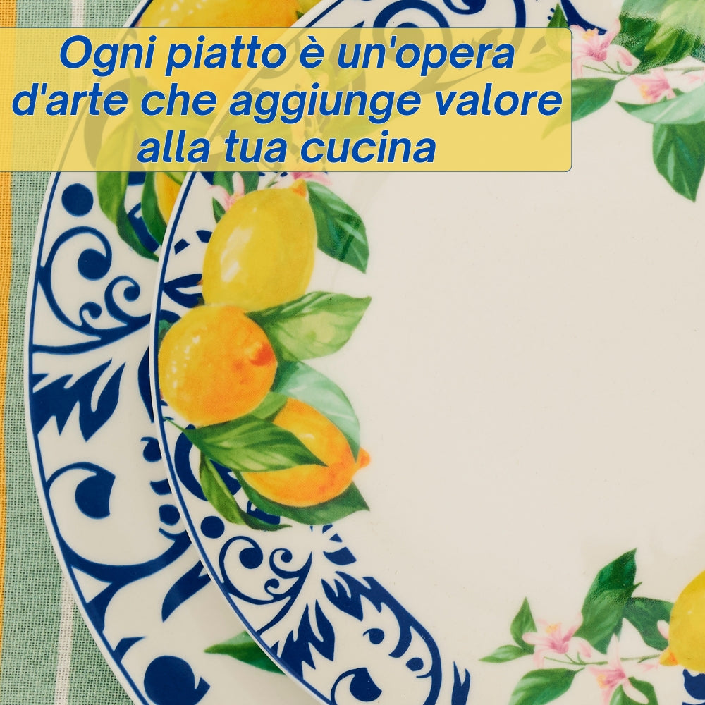 Servizio Piatti in Porcellana 6 Persone - Set Piatti 18 Pezzi - Lemon