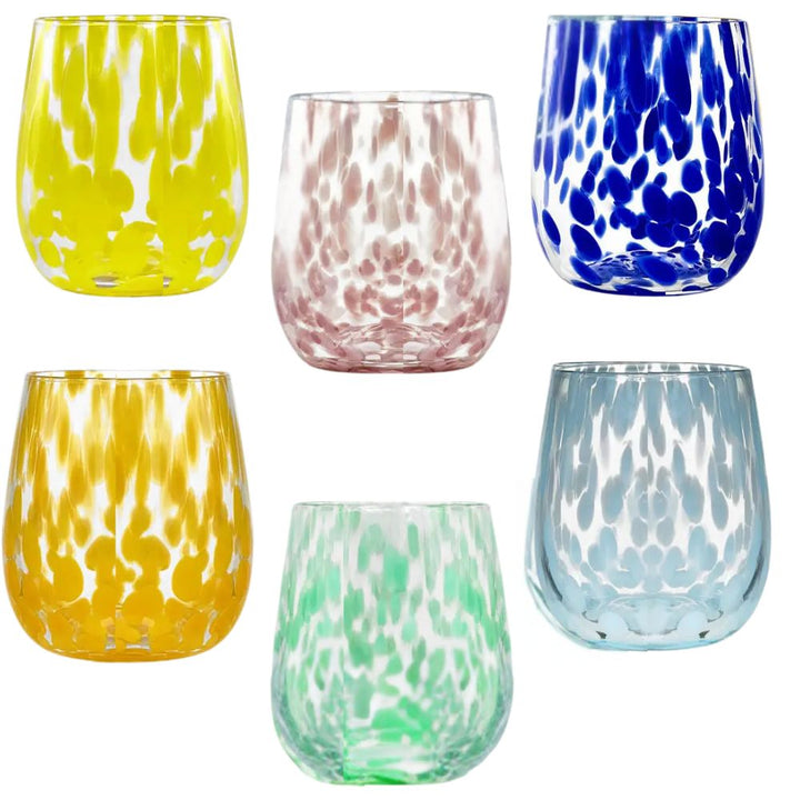 Set 6 Bicchieri Colorati in Vetro – 360 ML | Gocce di Luce