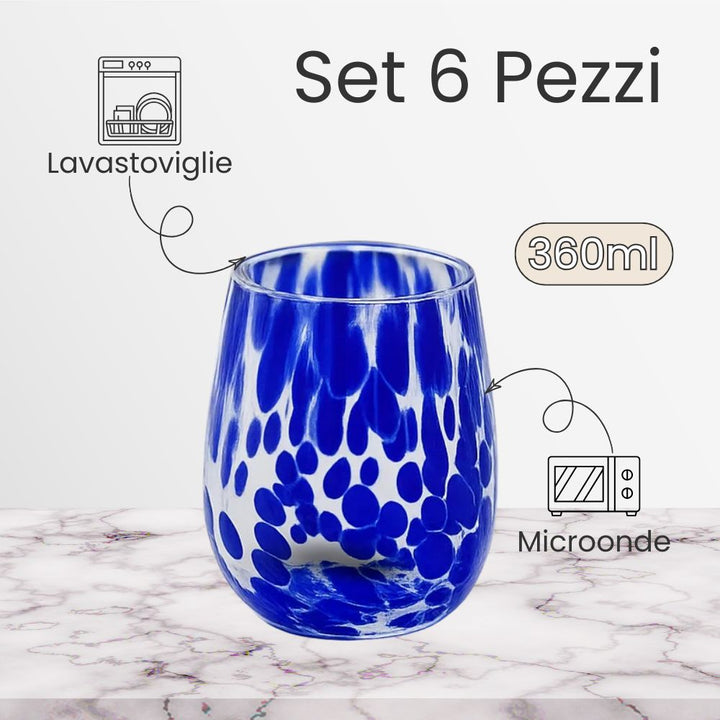Set 6 Bicchieri Colorati in Vetro – 360 ML | Gocce di Luce