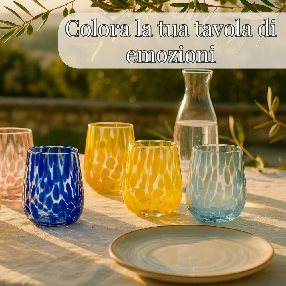 Set 6 Bicchieri Colorati in Vetro – 360 ML | Gocce di Luce