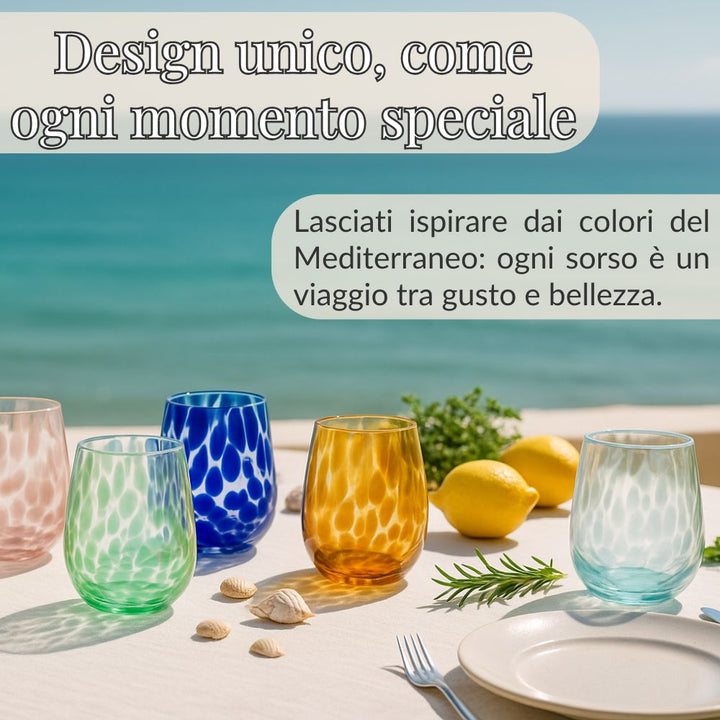 Set 6 Bicchieri Colorati in Vetro – 360 ML | Gocce di Luce