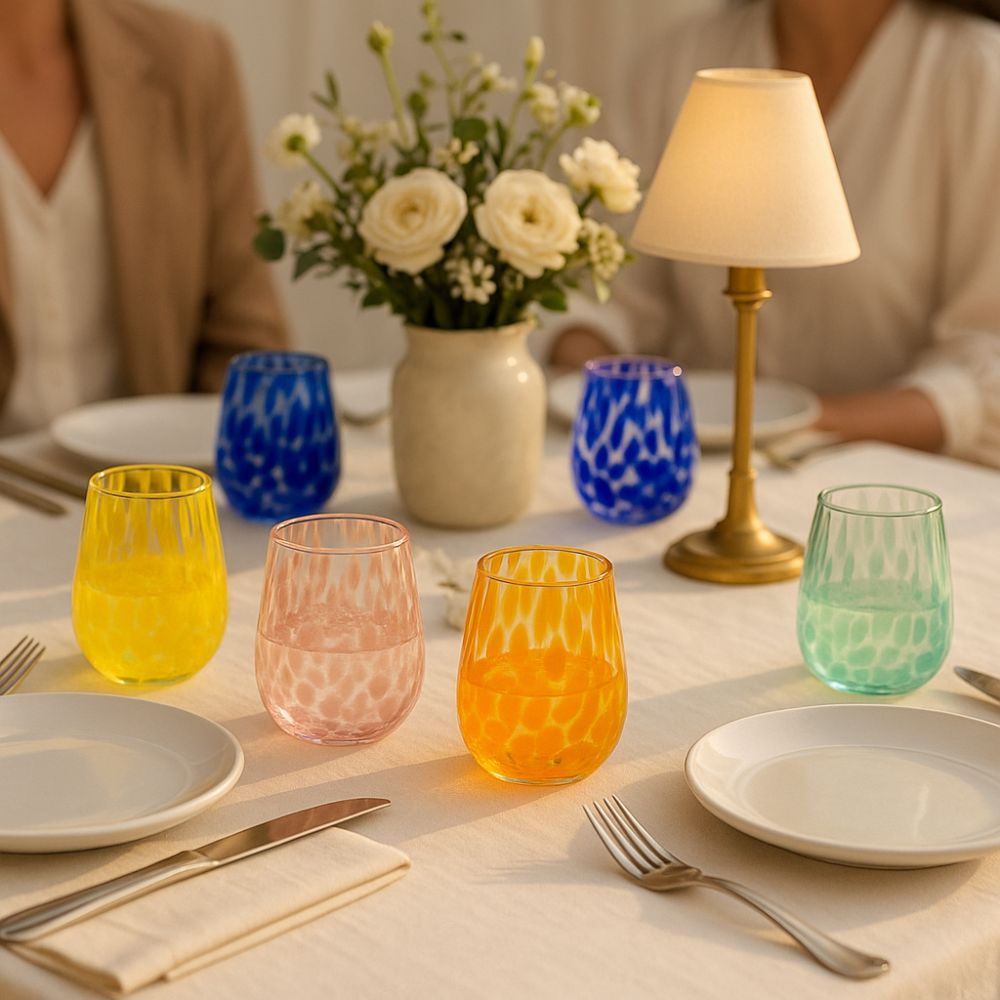 Set 6 Bicchieri Colorati in Vetro – 360 ML | Gocce di Luce