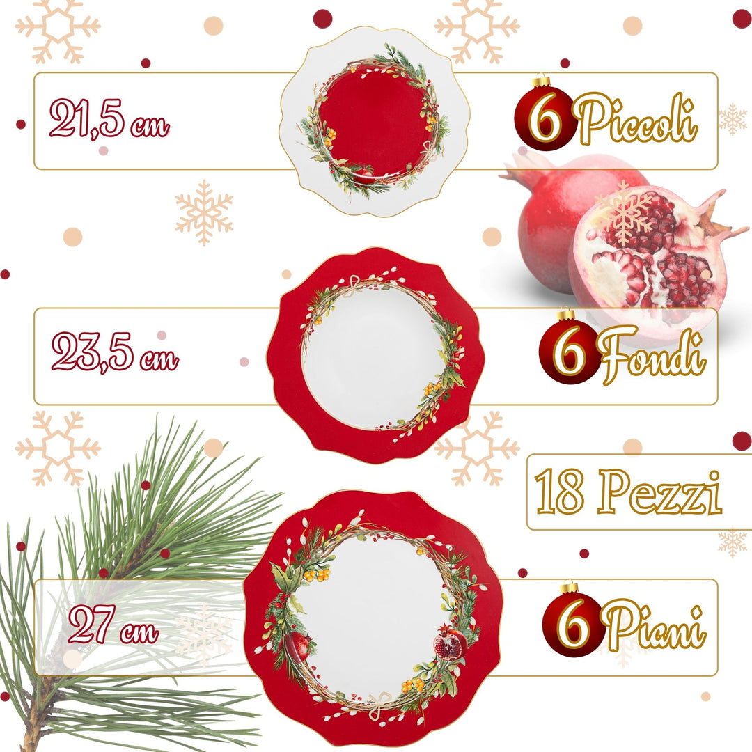 Servizio Piatti 18 Pezzi – Carol | Eleganza e Stile Natalizio