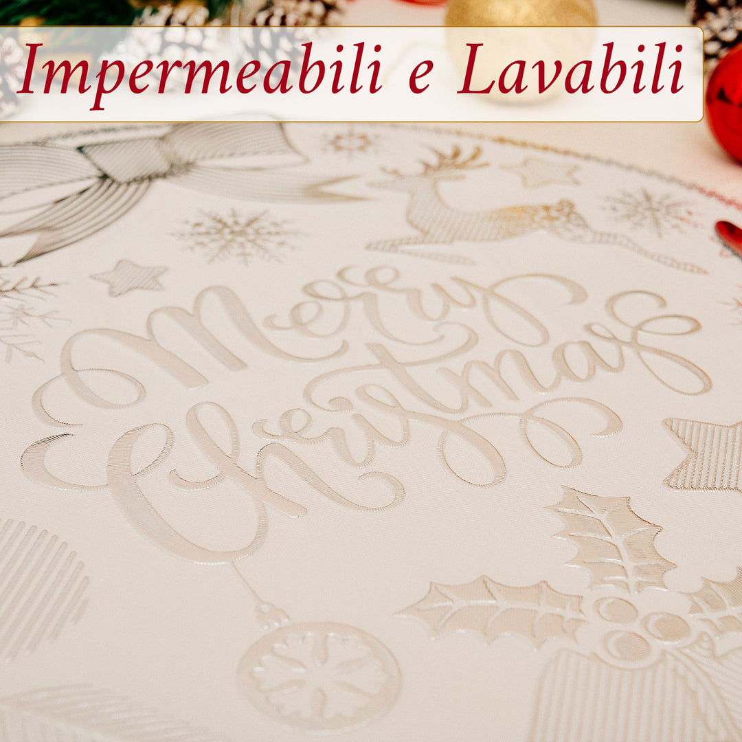 Set 6 Sottopiatti Natalizi – Merry Christmas Bianco & Argento | Eleganza e Stile