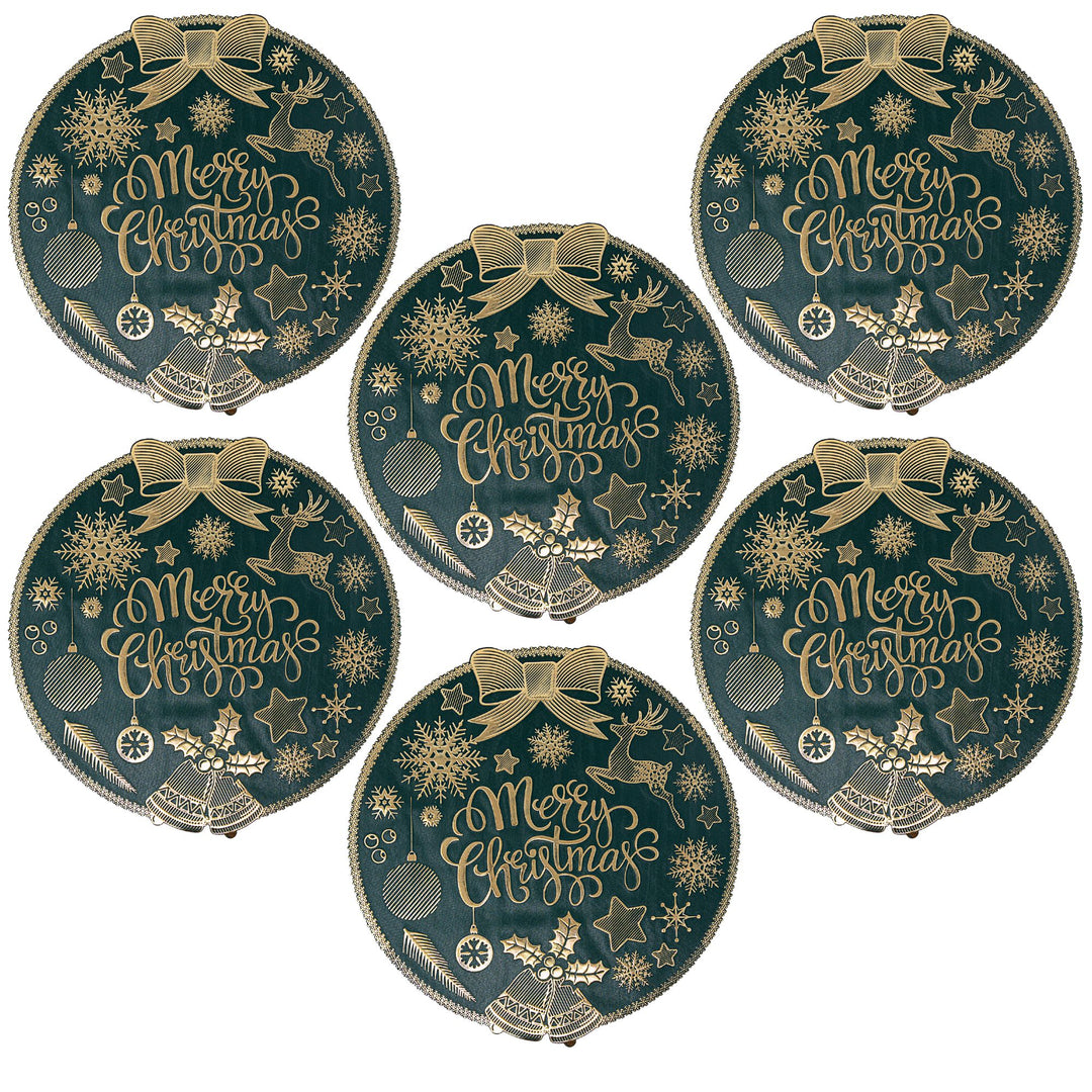Set 6 Sottopiatti Natalizi – Merry Christmas Verde & Oro | Eleganza Classica