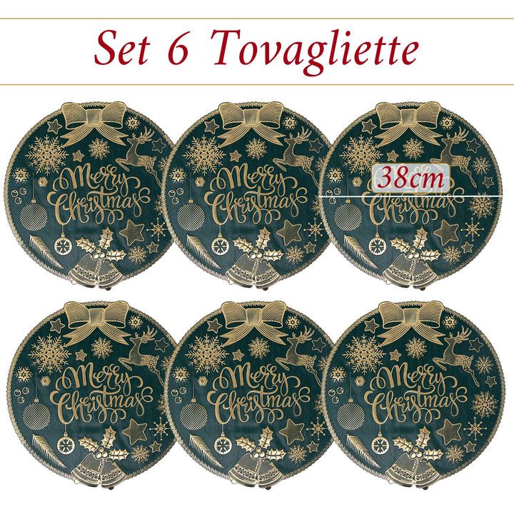 Set 6 Sottopiatti Natalizi – Merry Christmas Verde & Oro | Eleganza Classica