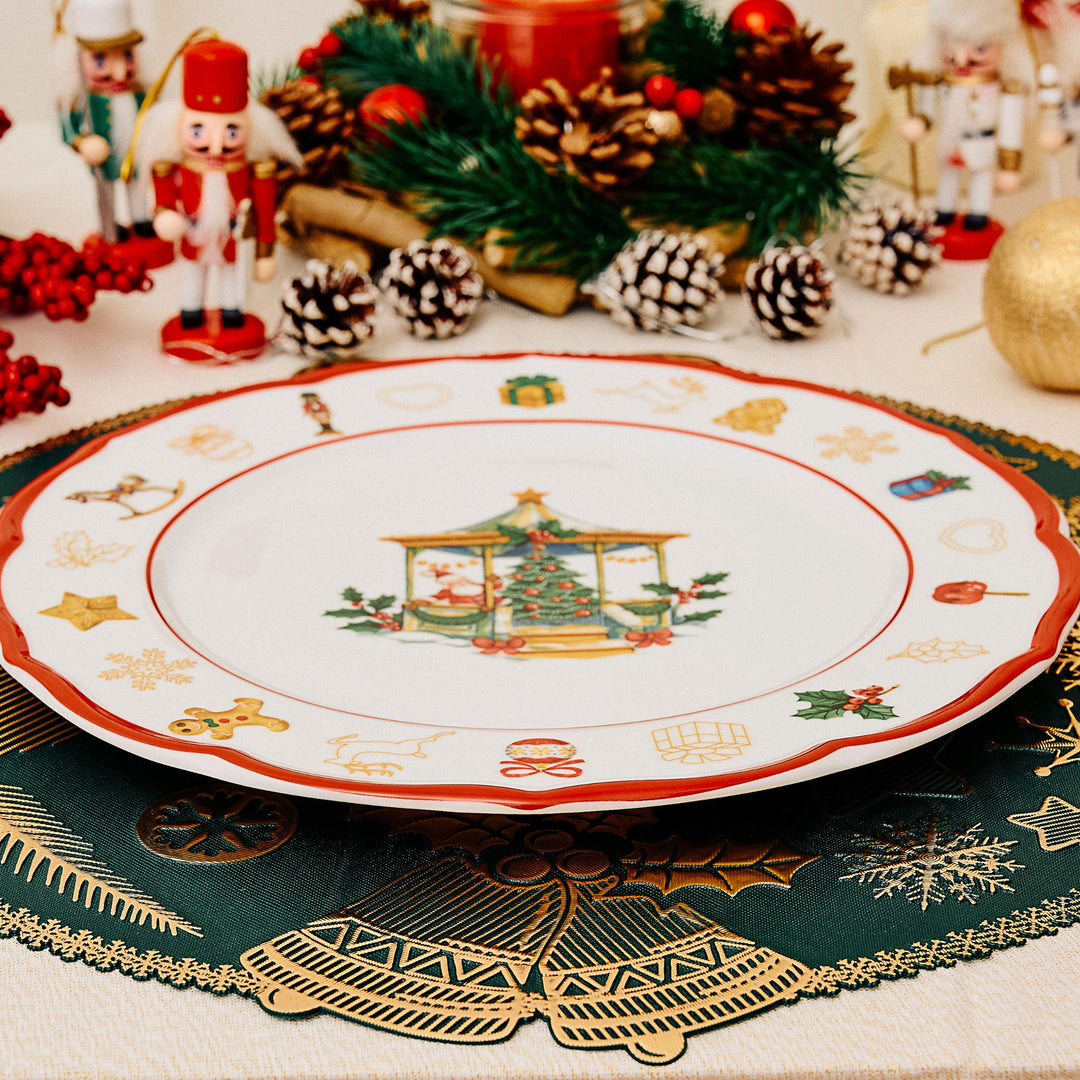Set 6 Sottopiatti Natalizi – Merry Christmas Verde & Oro | Eleganza Classica