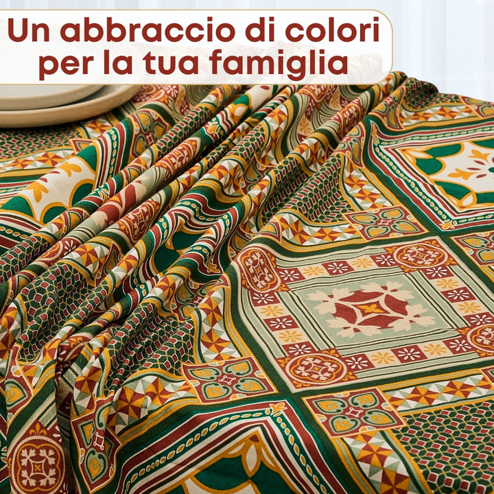Set 9 Pezzi Cementine Rosso, 100% Cotone, Lavabili in Lavatrice, Resistenti al Calore, Tovaglia Cotone, Runner Tavolo, Set Presine da Cucina e Strofinacci
