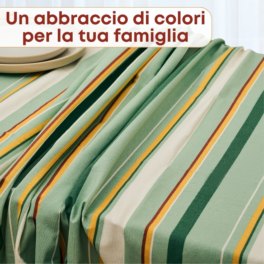 Set 8 Pezzi Cementine Righe, 100% Cotone, Lavabili in Lavatrice, Resistenti al Calore, Tovaglia Cotone, Runner Tavolo, Set Presine da Cucina e Strofinacci