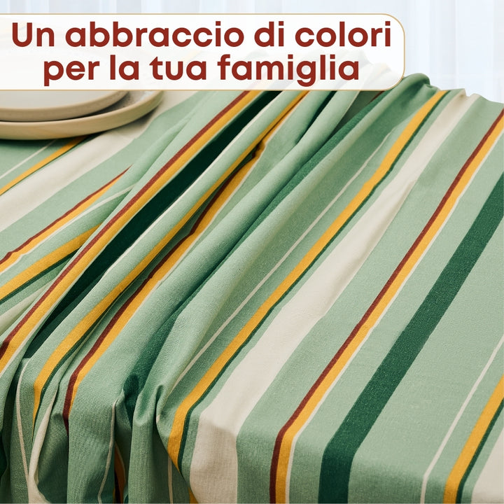 Set 8 Pezzi Cementine Righe, 100% Cotone, Lavabili in Lavatrice, Resistenti al Calore, Tovaglia Cotone, Runner Tavolo, Set Presine da Cucina e Strofinacci