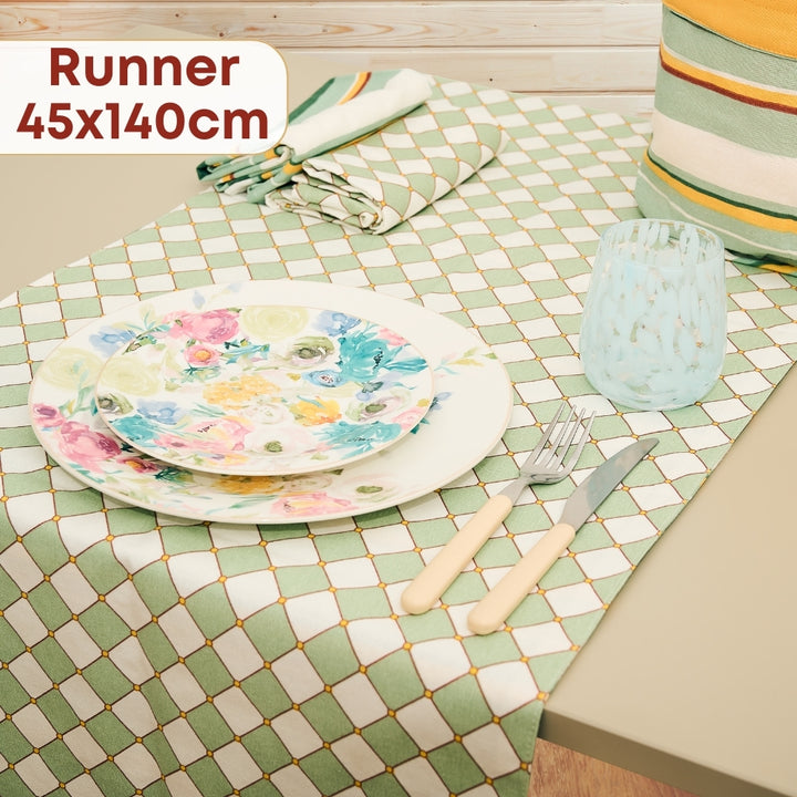 Set 8 Pezzi Cementine Rombi, 100% Cotone, Lavabili in Lavatrice, Resistenti al Calore, Tovaglia Cotone, Runner Tavolo, Set Presine da Cucina e Strofinacci