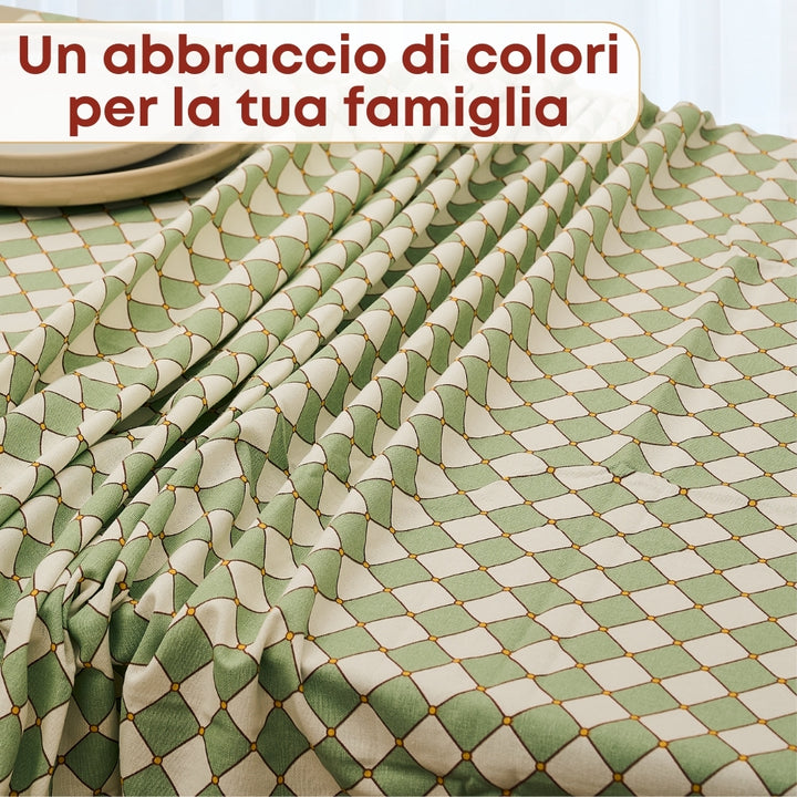 Set 8 Pezzi Cementine Rombi, 100% Cotone, Lavabili in Lavatrice, Resistenti al Calore, Tovaglia Cotone, Runner Tavolo, Set Presine da Cucina e Strofinacci
